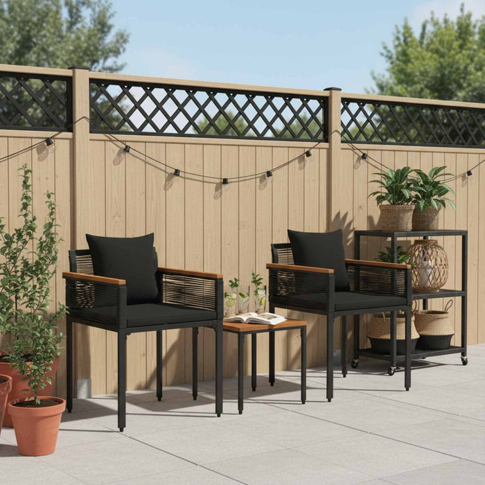 Set de Mobilier pentru Exterior cu pernă 3 pcs Negru Ratan PE - WALTI WALTI