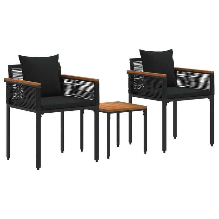 Set de Mobilier pentru Exterior cu pernă 3 pcs Negru Ratan PE - WALTI WALTI