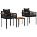 Set de Mobilier pentru Exterior cu pernă 3 pcs Negru Ratan PE - WALTI WALTI