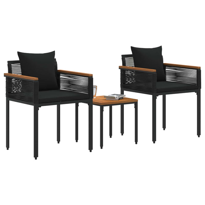 Set de Mobilier pentru Exterior cu pernă 3 pcs Negru Ratan PE - WALTI WALTI