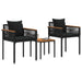Set de Mobilier pentru Exterior cu pernă 3 pcs Negru Ratan PE - WALTI WALTI