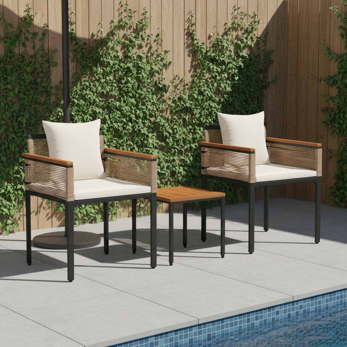 Set de Mobilier pentru Exterior 3 pcs Bej și alb crem Ratan PE - WALTI WALTI
