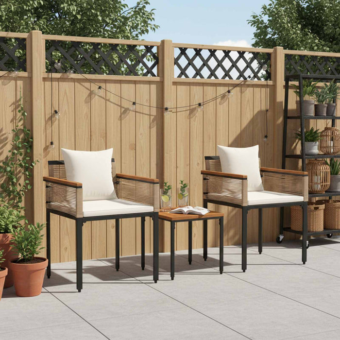 Set de Mobilier pentru Exterior 3 pcs Bej și alb crem Ratan PE - WALTI WALTI