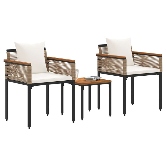 Set de Mobilier pentru Exterior 3 pcs Bej și alb crem Ratan PE - WALTI WALTI