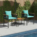 Set de Mobilier pentru Exterior 3 pcs Negru și Turcoaz Ratan PE - WALTI WALTI