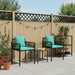 Set de Mobilier pentru Exterior 3 pcs Negru și Turcoaz Ratan PE - WALTI WALTI
