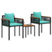 Set de Mobilier pentru Exterior 3 pcs Negru și Turcoaz Ratan PE - WALTI WALTI