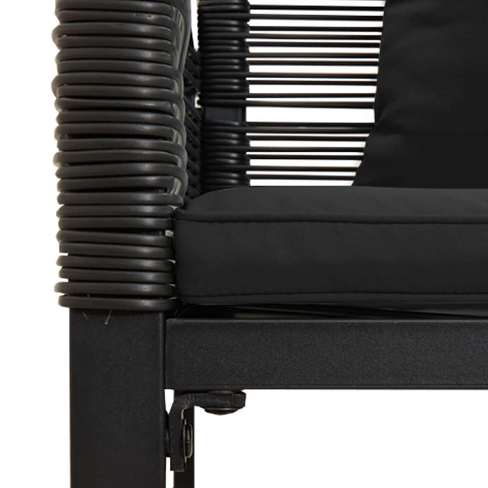 Bancă de exterior cu pernă Negru 117 x 54 x 74.5 cm poliratan - WALTI WALTI