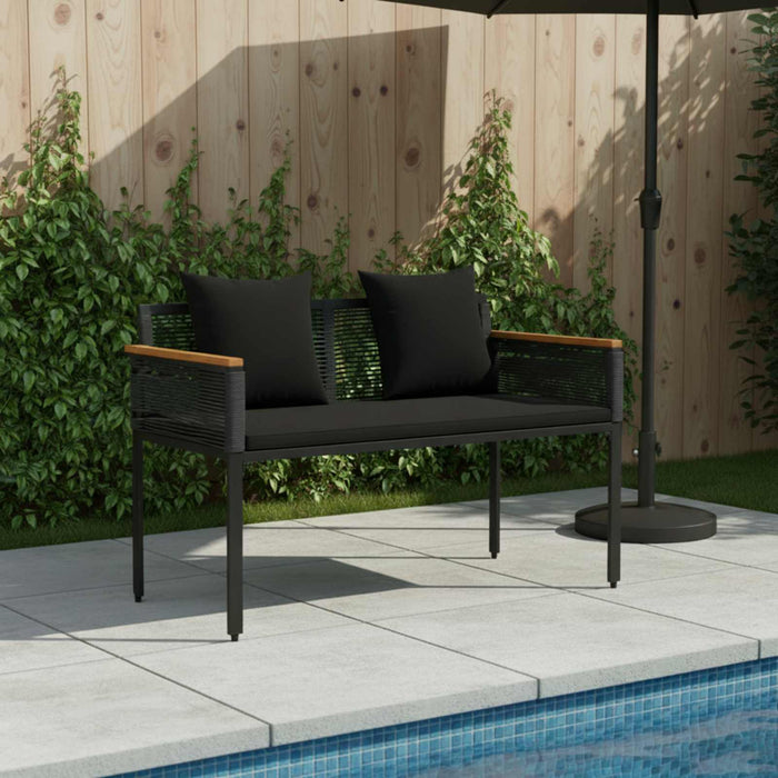 Bancă de exterior cu pernă Negru 117 x 54 x 74.5 cm poliratan - WALTI WALTI