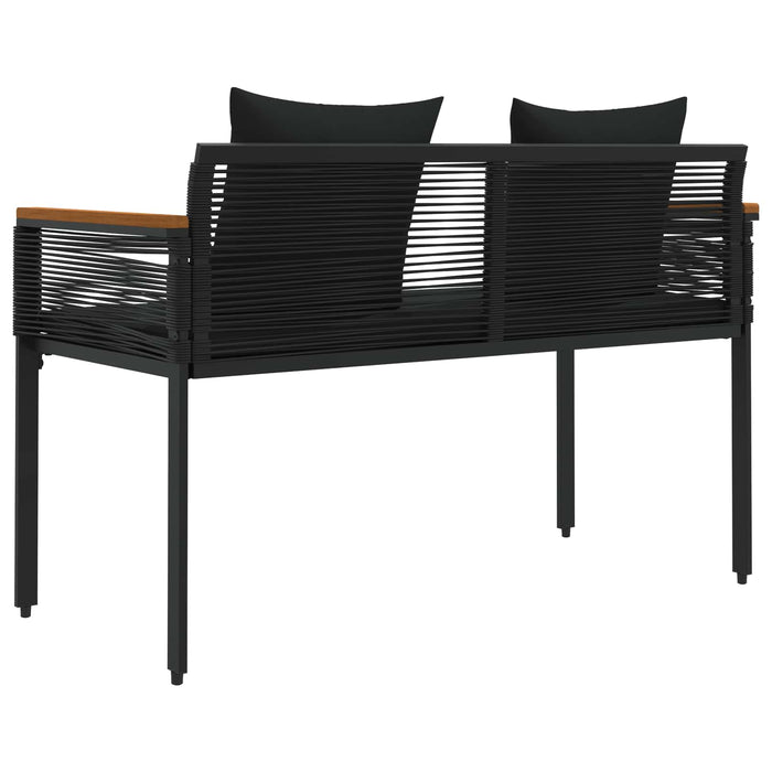 Bancă de exterior cu pernă Negru 117 x 54 x 74.5 cm poliratan - WALTI WALTI