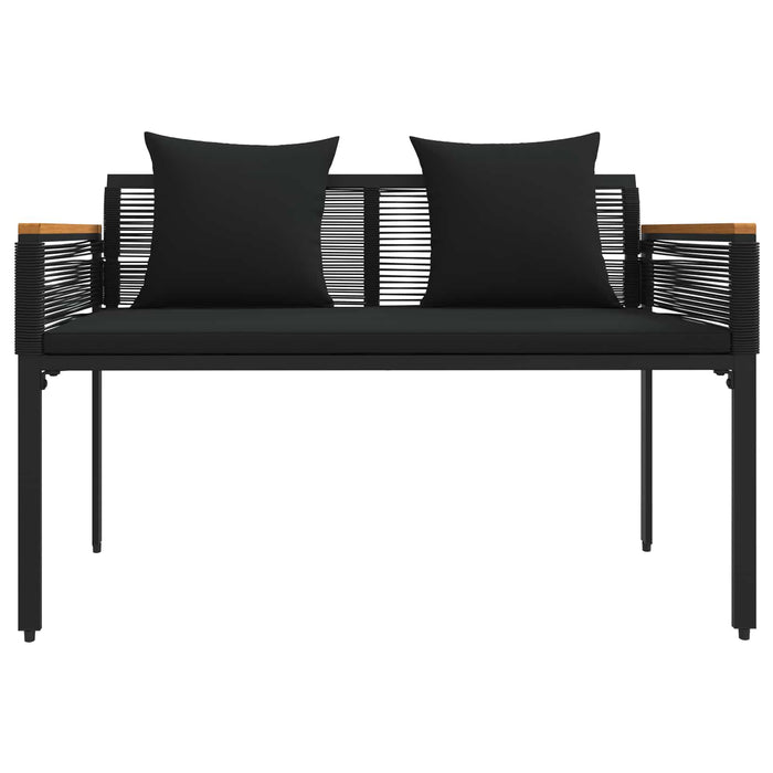 Bancă de exterior cu pernă Negru 117 x 54 x 74.5 cm poliratan - WALTI WALTI