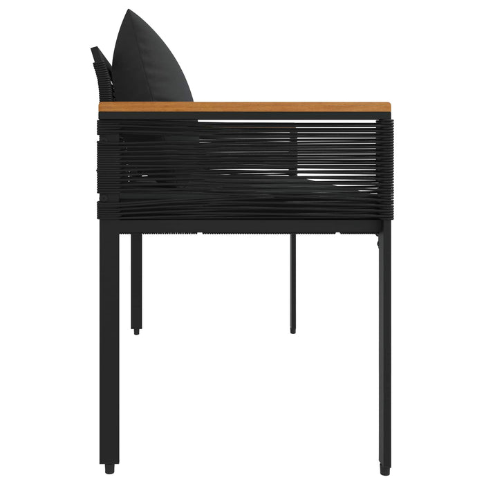 Bancă de exterior cu pernă Negru 117 x 54 x 74.5 cm poliratan - WALTI WALTI