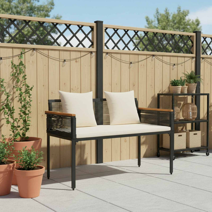 Bancă de exterior cu pernă Negru și Alb crem 117 x 54 x 74.5 cm - WALTI WALTI