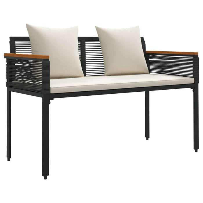 Bancă de exterior cu pernă Negru și Alb crem 117 x 54 x 74.5 cm - WALTI WALTI