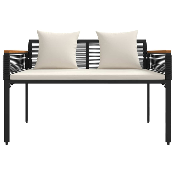 Bancă de exterior cu pernă Negru și Alb crem 117 x 54 x 74.5 cm - WALTI WALTI