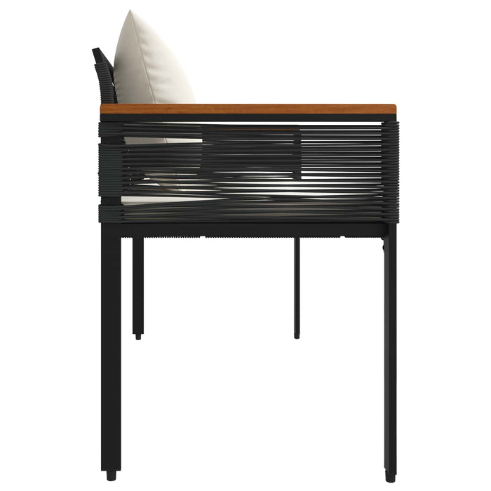 Bancă de exterior cu pernă Negru și Alb crem 117 x 54 x 74.5 cm - WALTI WALTI