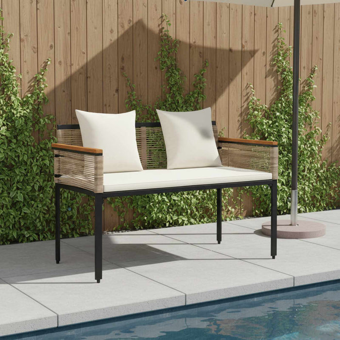 Bancă de exterior Bej și alb crem 117 x 54 x 74.5 cm poliratan - WALTI WALTI