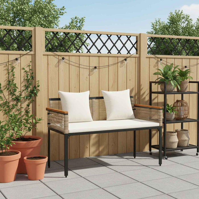 Bancă de exterior Bej și alb crem 117 x 54 x 74.5 cm poliratan - WALTI WALTI