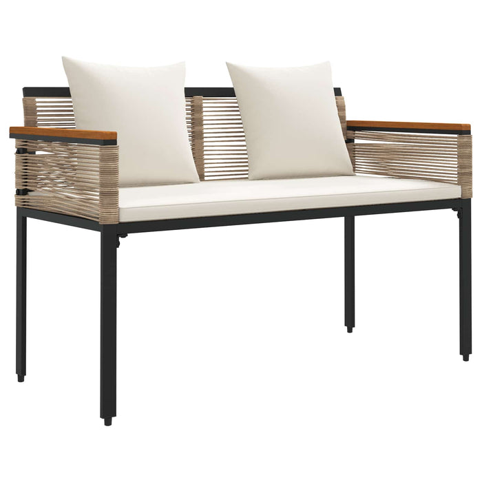 Bancă de exterior Bej și alb crem 117 x 54 x 74.5 cm poliratan - WALTI WALTI