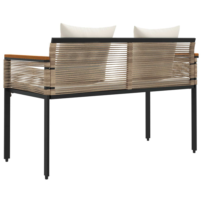 Bancă de exterior Bej și alb crem 117 x 54 x 74.5 cm poliratan - WALTI WALTI