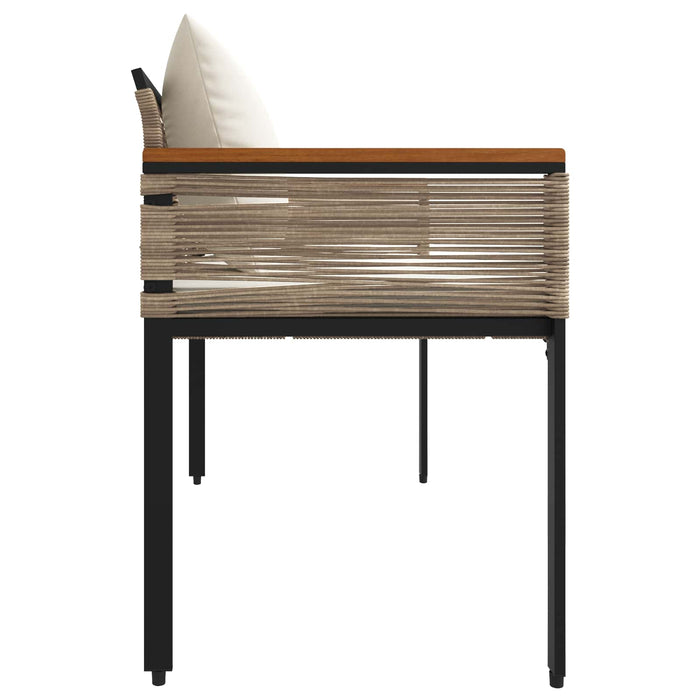 Bancă de exterior Bej și alb crem 117 x 54 x 74.5 cm poliratan - WALTI WALTI