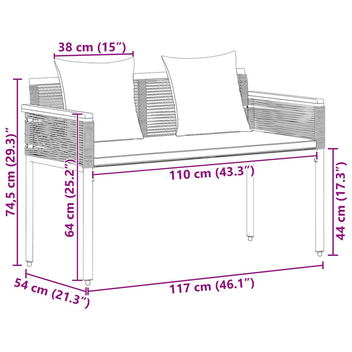 Bancă de exterior Gri și albastru marin 117 x 54 x 74.5 cm - WALTI WALTI