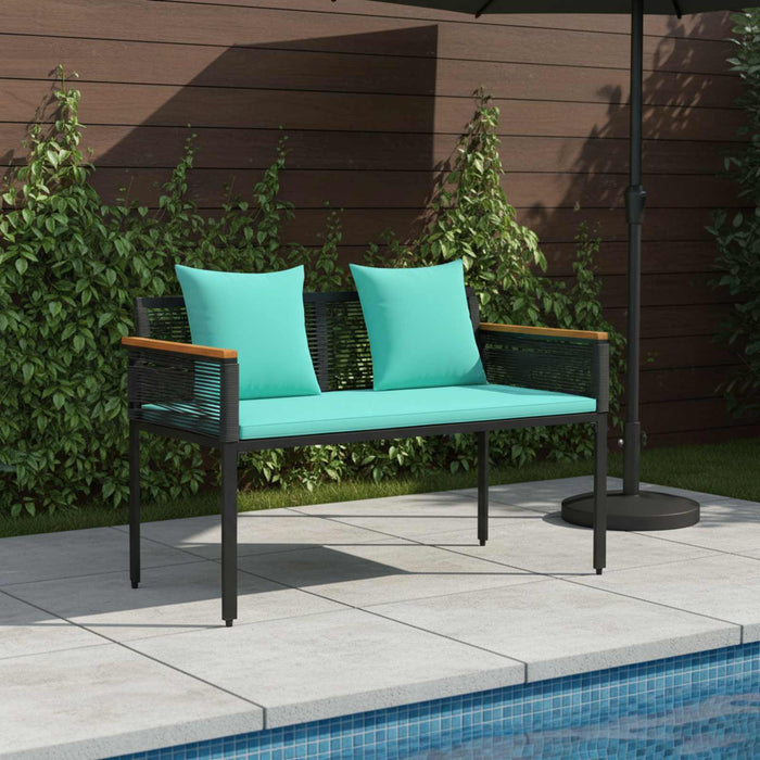 Bancă de exterior Negru și Turcoaz 117 x 54 x 74.5 cm poliratan - WALTI WALTI