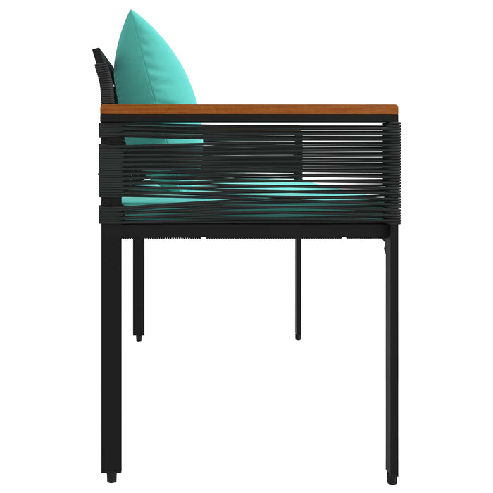 Bancă de exterior Negru și Turcoaz 117 x 54 x 74.5 cm poliratan - WALTI WALTI