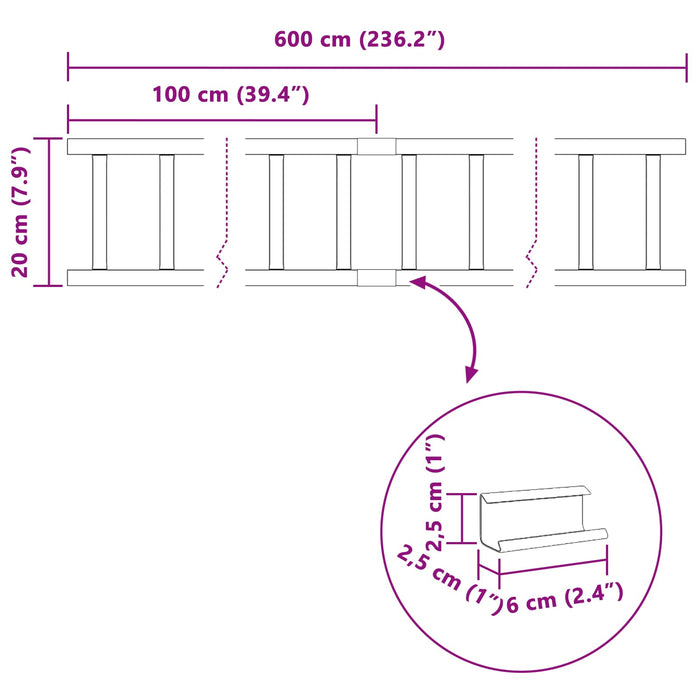 Apărătoare de zăpadă pentru acoperiș Roșu 600 x 2,5 x 20 cm - WALTI WALTI