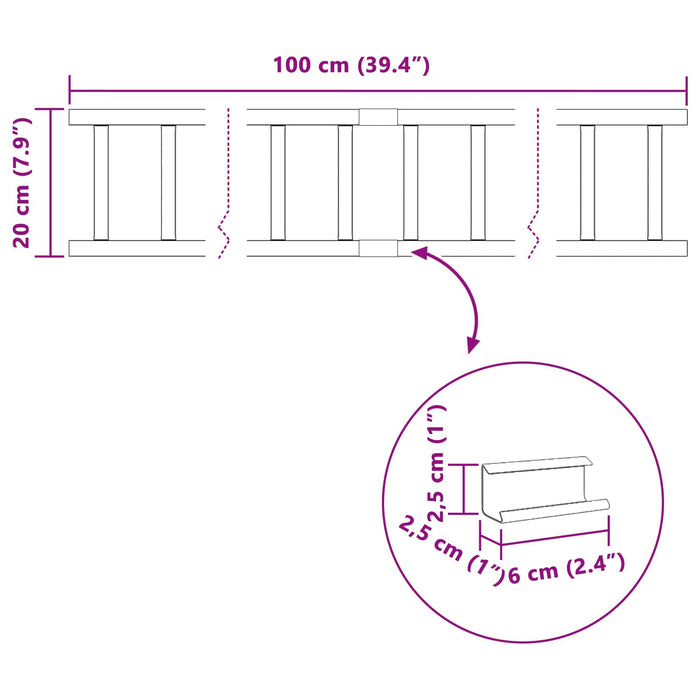 Apărătoare de zăpadă pentru acoperiș Negru 100 x 2,5 x 20 cm - WALTI WALTI