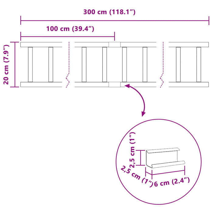 Apărătoare de zăpadă pentru acoperiș Negru 300 x 2,5 x 20 cm - WALTI WALTI