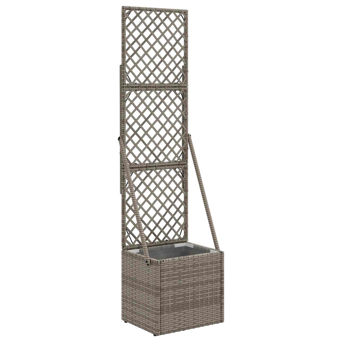 Ghiveci de grădină cu trellis Gri 35 x 30 x 135 cm poliratan WALTI