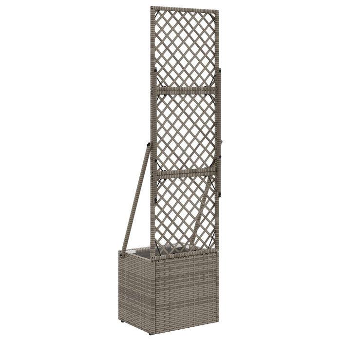 Ghiveci de grădină cu trellis Gri 35 x 30 x 135 cm poliratan WALTI