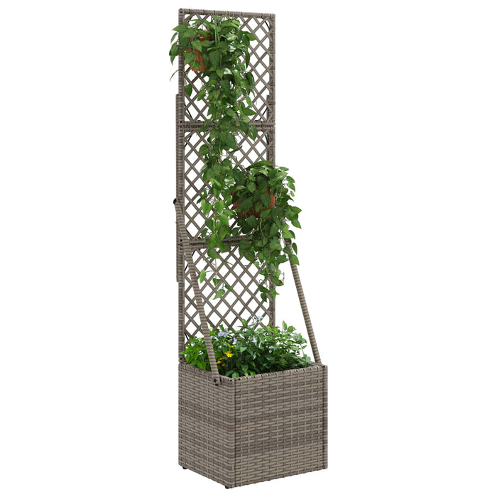 Ghiveci de grădină cu trellis Gri 35 x 30 x 135 cm poliratan WALTI