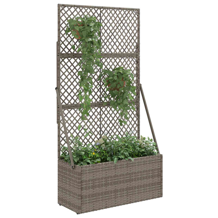 Ghiveci de grădină cu trellis Gri 70 x 30 x 135 cm poliratan WALTI