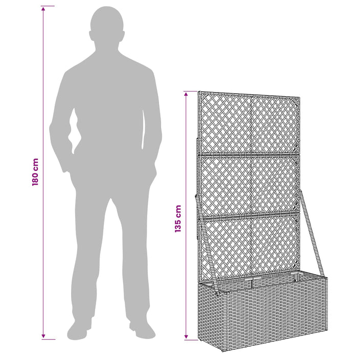 Ghiveci de grădină cu trellis Gri 70 x 30 x 135 cm poliratan WALTI