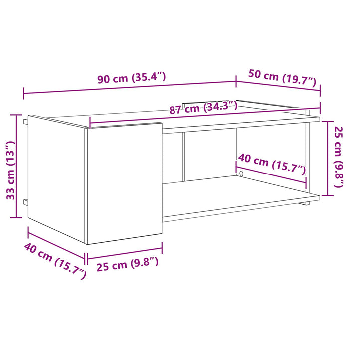Masă de cafea Gri Beton 90 x 50 x 33 cm Lemn prelucrat - WALTI WALTI