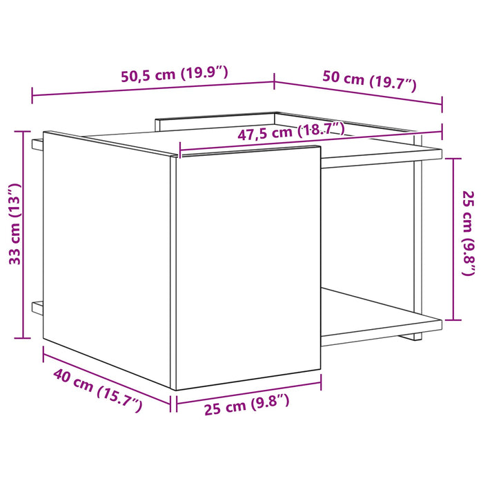 Masă de cafea Stejar fumuriu 50,5 x 50 x 33 cm Lemn prelucrat - WALTI WALTI