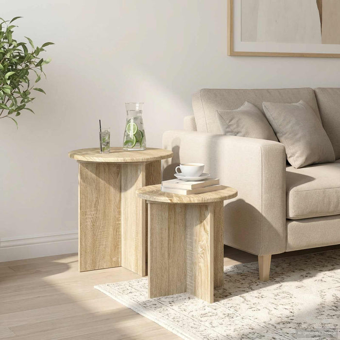 Set măsuțe laterale 2 pcs Stejar Sonoma Lemn prelucrat - WALTI WALTI