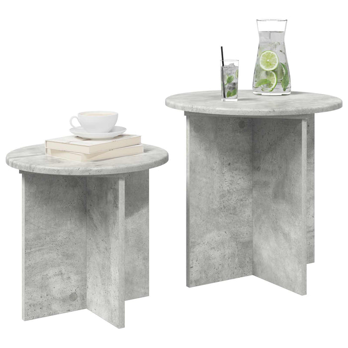 Set măsuțe laterale 2 pcs Gri Beton Lemn prelucrat - WALTI WALTI
