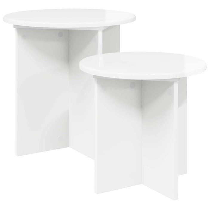 Set măsuțe laterale 2 pcs Alb foarte lucios Lemn prelucrat - WALTI WALTI