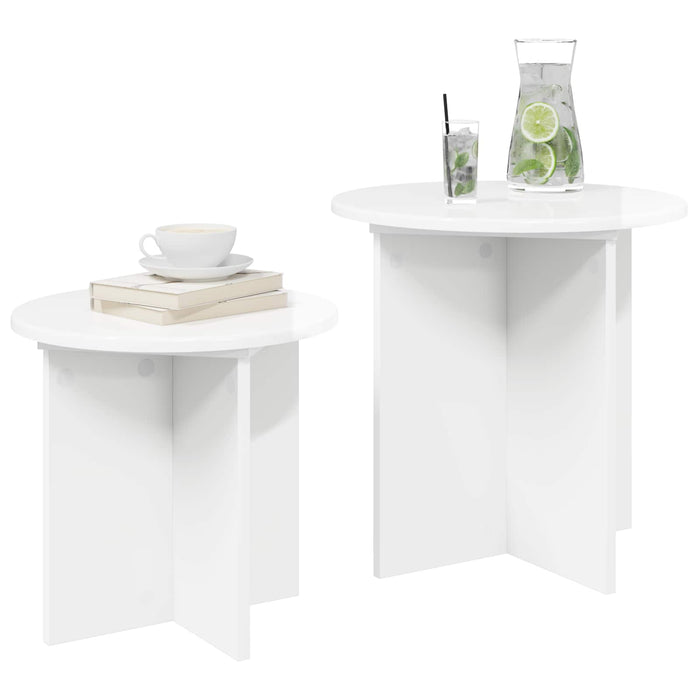 Set măsuțe laterale 2 pcs Alb foarte lucios Lemn prelucrat - WALTI WALTI