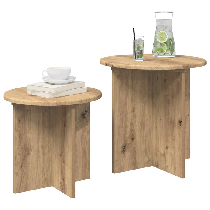 Set măsuțe laterale 2 pcs Stejar Artizanal Lemn prelucrat - WALTI WALTI