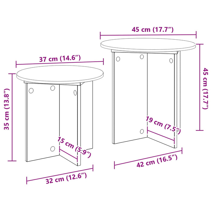 Set măsuțe laterale 2 pcs Stejar Artizanal Lemn prelucrat - WALTI WALTI