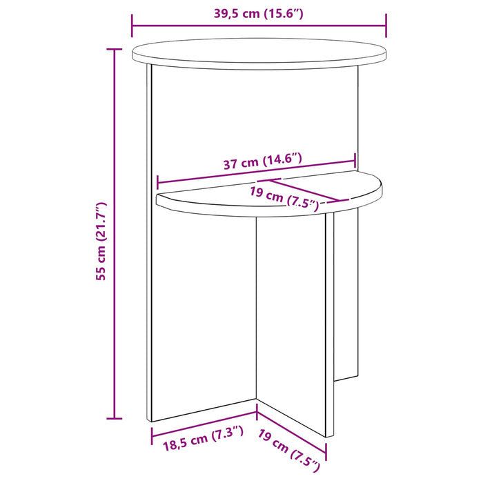 Masă laterală Gri Beton Ø 39,5 x 55 cm Lemn prelucrat - WALTI WALTI