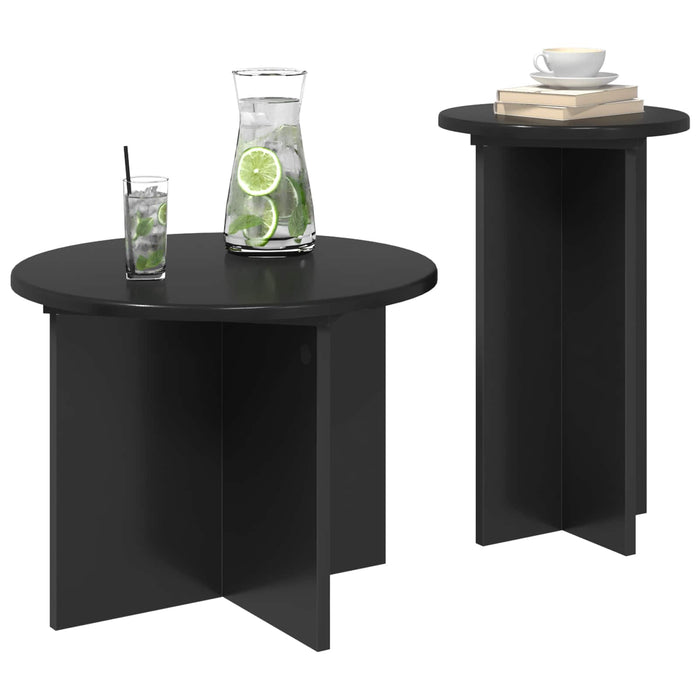 Set măsuțe laterale 2 pcs Stejar Negru Lemn prelucrat - WALTI WALTI