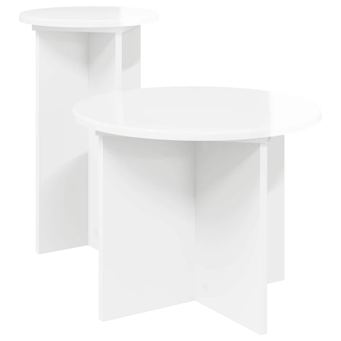 Set măsuțe laterale 2 pcs Alb foarte lucios Lemn prelucrat - WALTI WALTI