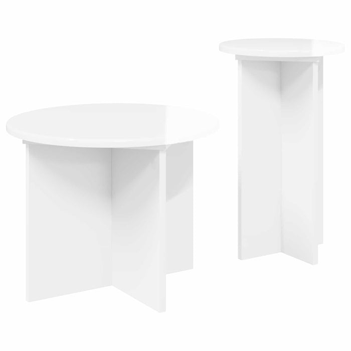 Set măsuțe laterale 2 pcs Alb foarte lucios Lemn prelucrat - WALTI WALTI