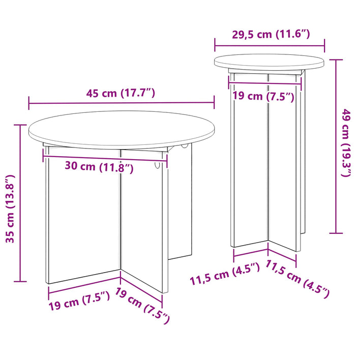 Set măsuțe laterale 2 pcs Stejar Artizanal Lemn prelucrat - WALTI WALTI