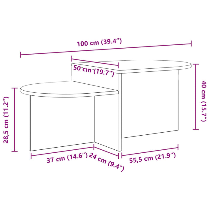 Masă de cafea Lemn vechi 100 x 50 x 40 cm Lemn prelucrat - WALTI WALTI